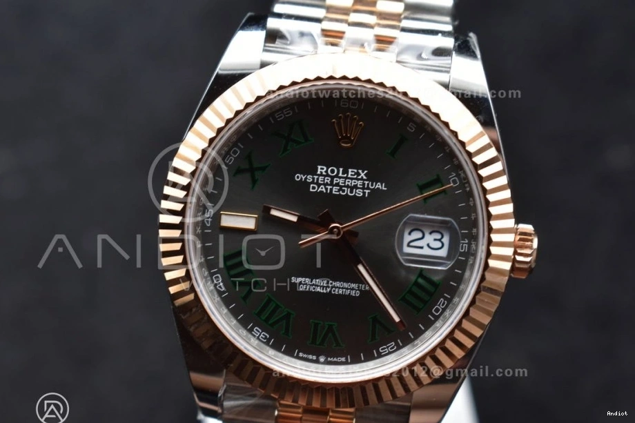 Roman 126333 DateJust 41 ARF Gray Best Dial SS 904L Weight) 1:1 RG Green SS Jubilee on Bracelet (Gain SH3235 Steel Edition RG 0501